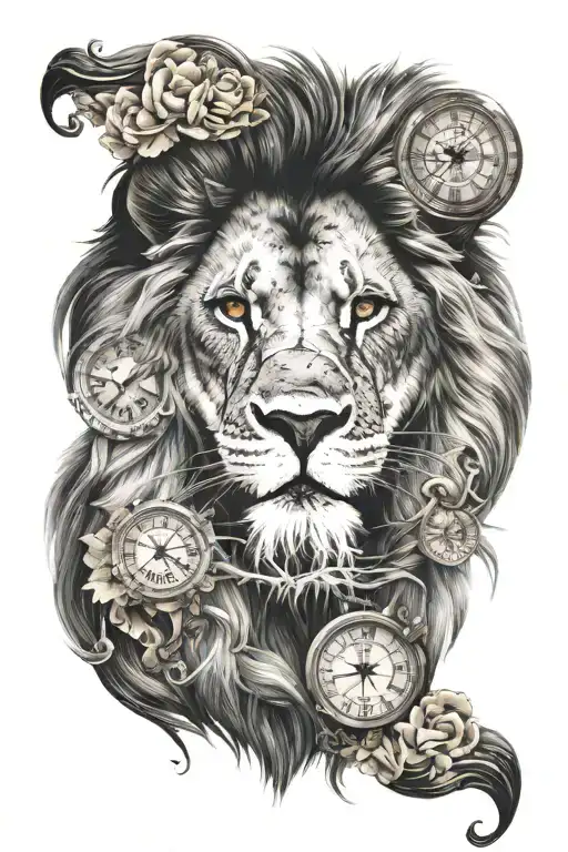 Lion Face And Time
