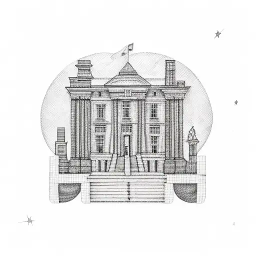 An Abstract Representation Of A Courthouse Made Up Of Intricate Vaginal Symbols