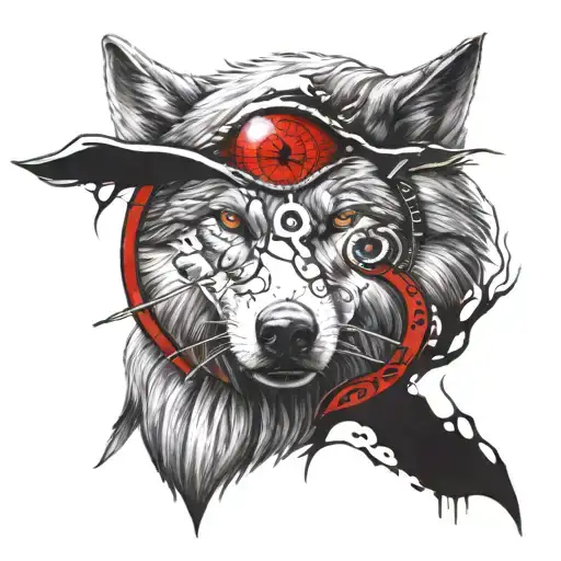 Wolf With Sharingan In Eye