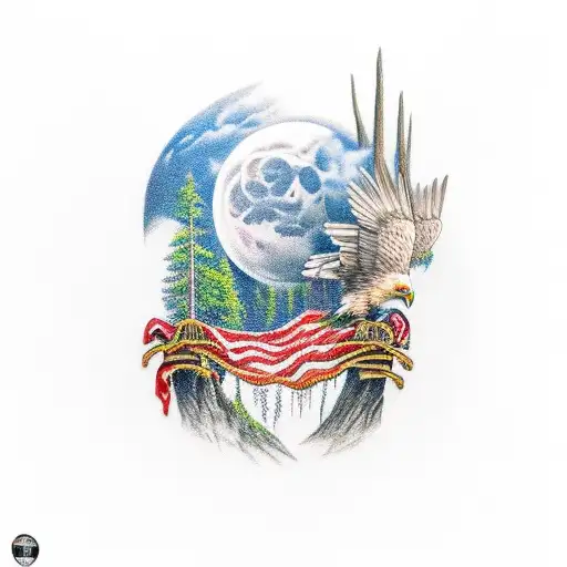 Portrait Of My Father With Forest River Moon Eagle