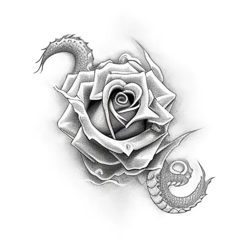 Dragon And Bull With Rose Petals Form Into Number56