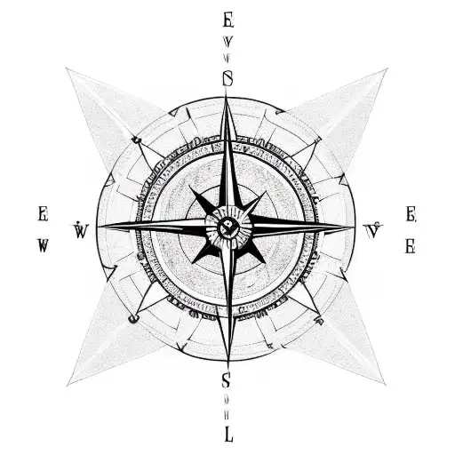 Motorcycle Wheel With A Compass Rose Design