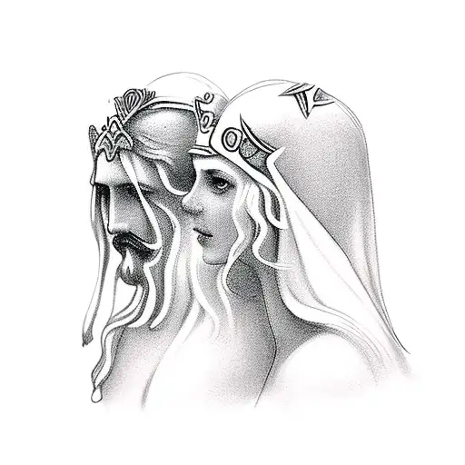 Greek God King With His Beautiful Queen Wife