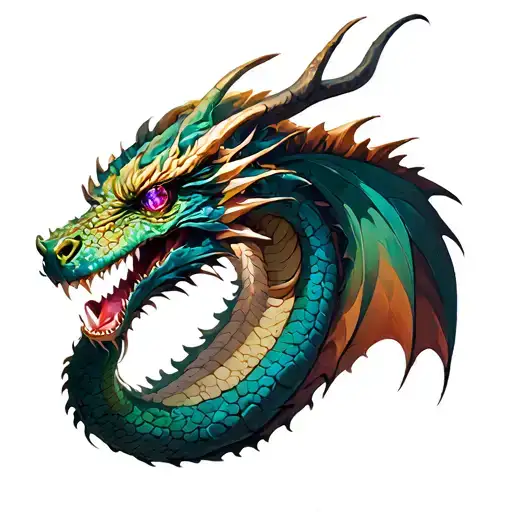 Marrin Mother Dragon With Emerging 3 Baies Woth Birthstones In Their Mouths