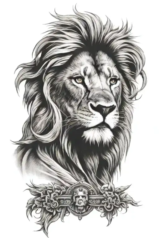 Half Lion Face With Jesus Christ