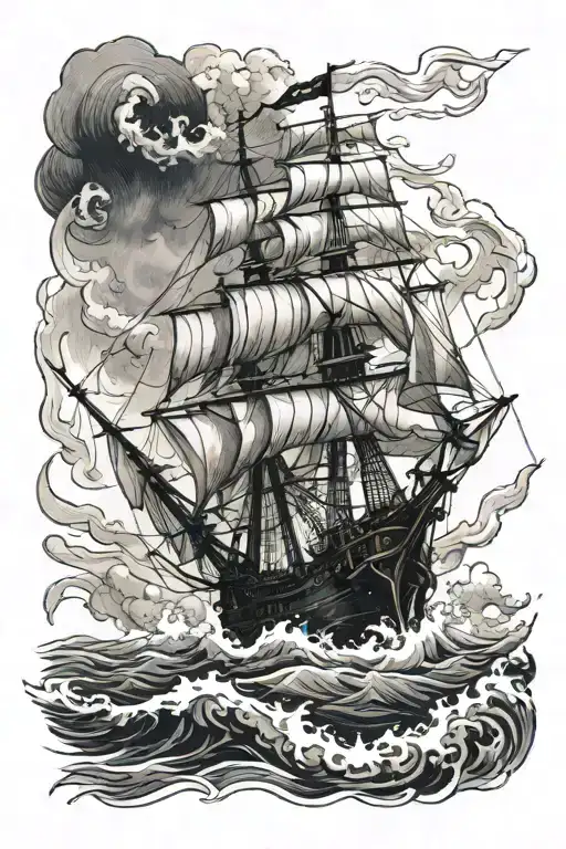 Pirate Frigate In Rough Seas