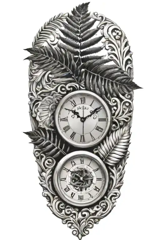 Half Clock Face With A Silver Fern