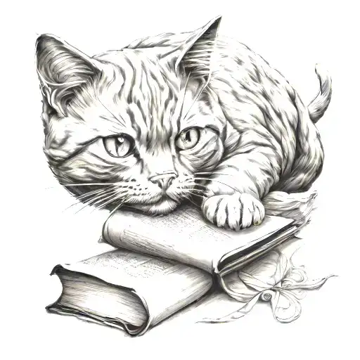 Cat And Book