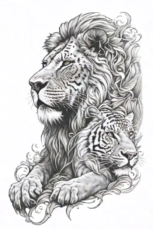 Lion Face Mixed Tiger Face