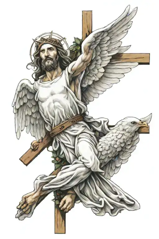 Jesus Dove Angels Cross
