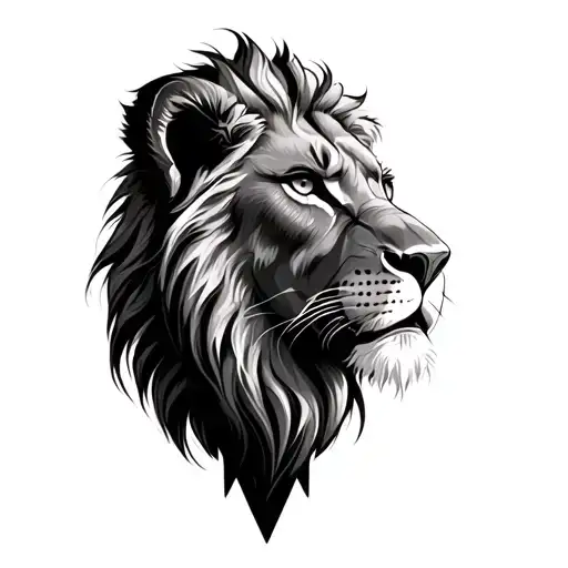 Lion Tattoo With Geometric Base