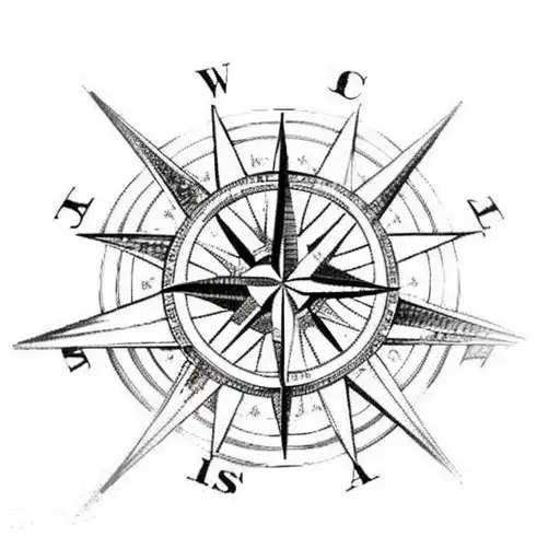 A Compass Rose With A Ship's Wheel In The Center
