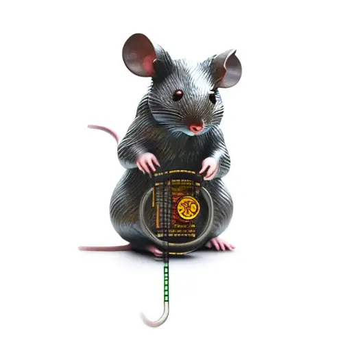 A Statue Of A Mouse Holding A Dna