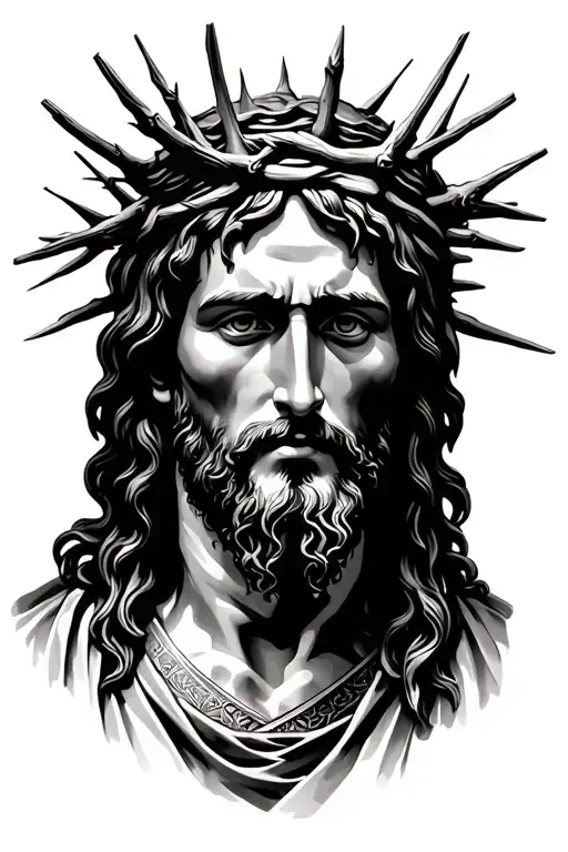 A Stylized Portrait Of Jesus With Thorn Crown