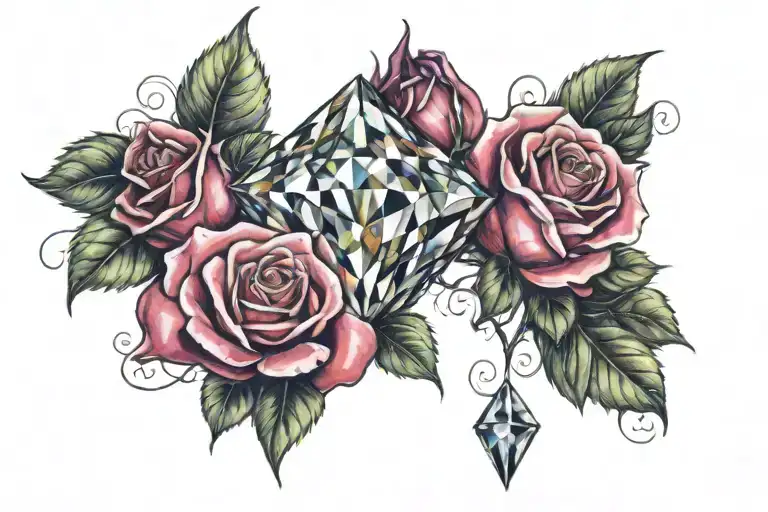 Diamond And Roses Very Colorful