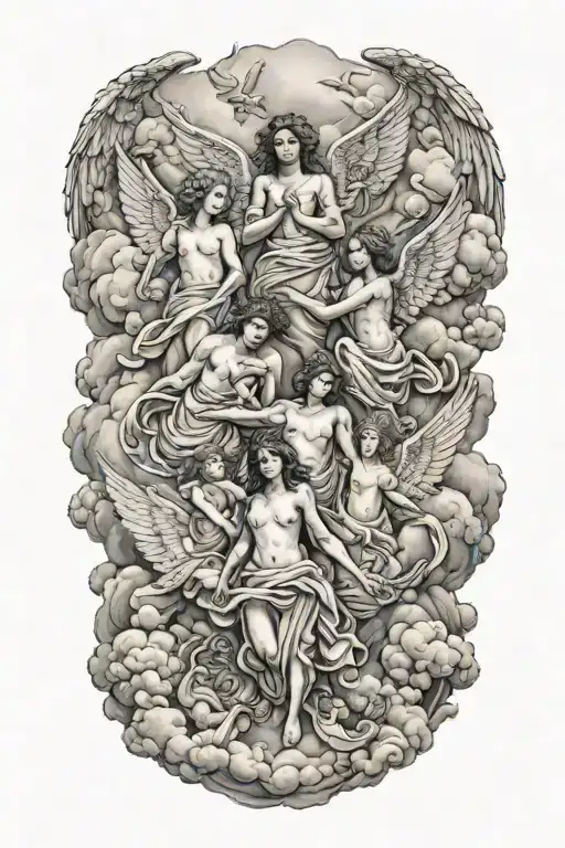 Angels Surrounded By Clouds Floating