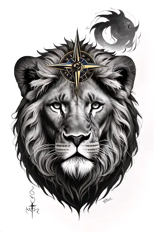 Star Compass With Lion Head