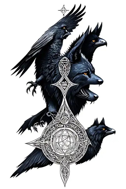 Alchemy Symbol Norse Mythology Wolf And Raven