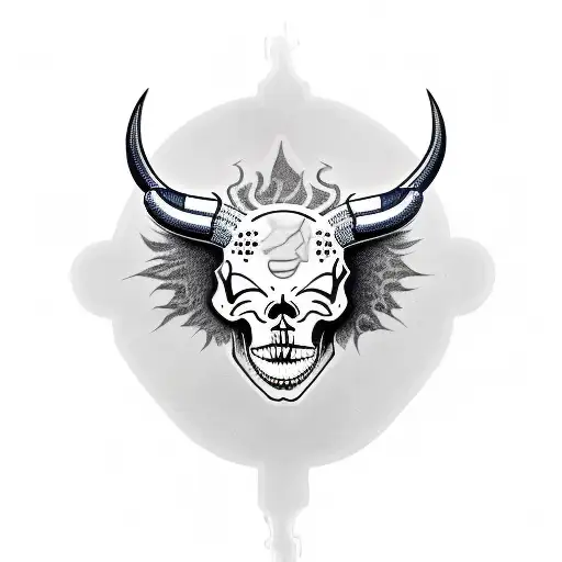 Red Bull Logo Instead Of Sun It's The World With One Bull Skeleton And The Other Normal Black