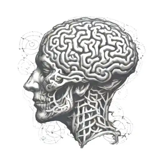 A Stylized Brain With Intricate Patterns Representing Mental Illness And The Strength To Overcome It