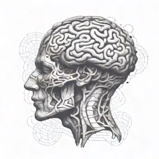 A Stylized Brain With Intricate Patterns Representing Mental Illness With No Strength To Overcome It