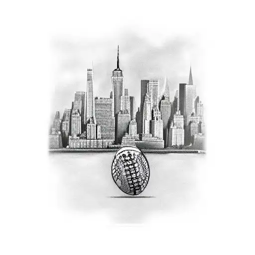 New York Skyline With A Football Twist