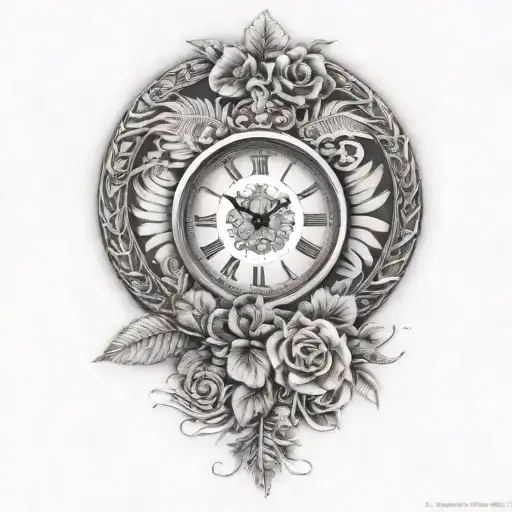 Half Rose Half Clock Face With Maroi Silver Fern