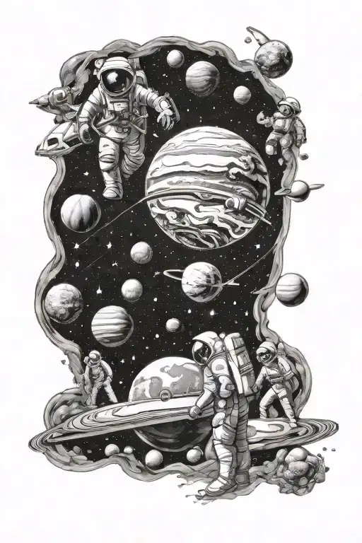 Space With Planets Astronauts