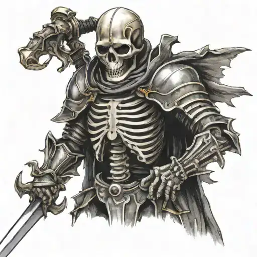 Skeleton Knight Holding A Sword