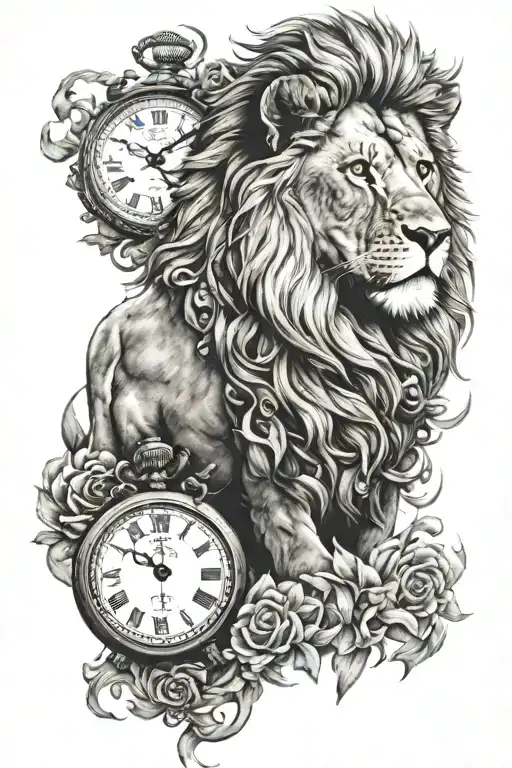 Lion And Watch Surrounded