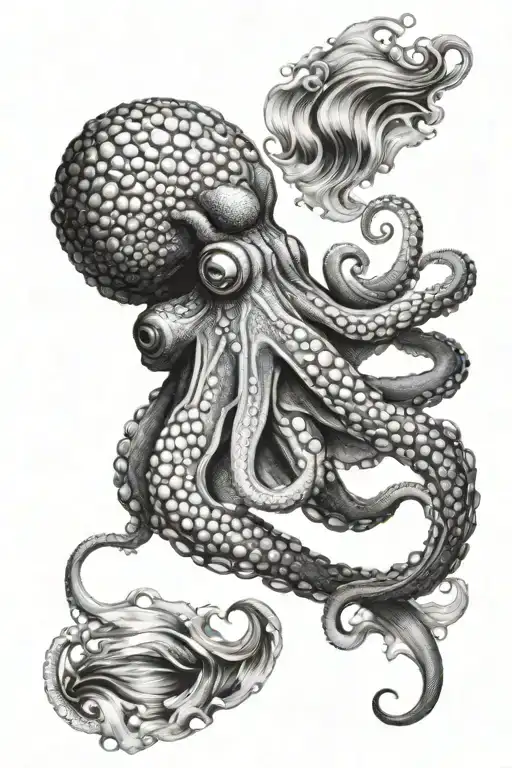 Octopus And Sea Waves