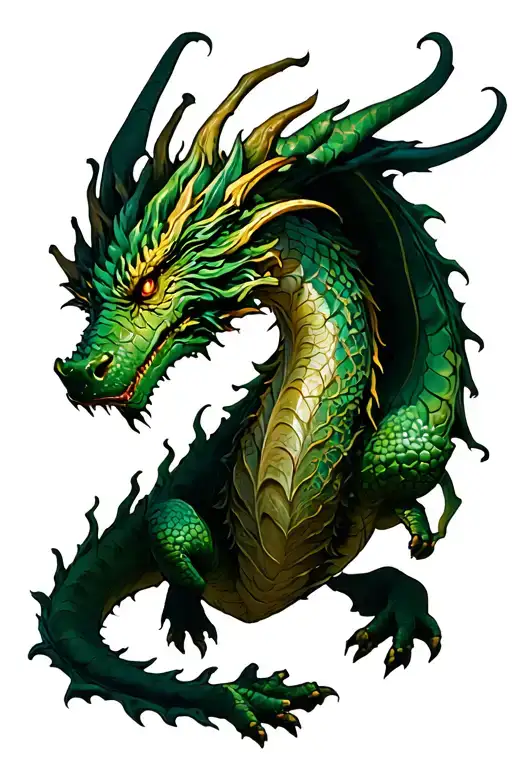 Fantasy Nature Dragon Wrapped In Vines Growing