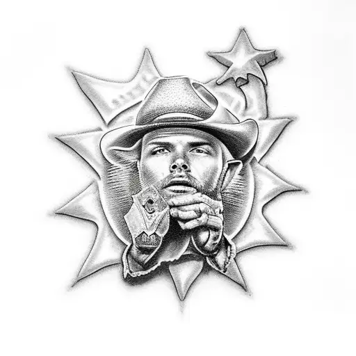 Cowboy Kneeing Down Infront Of A Cross