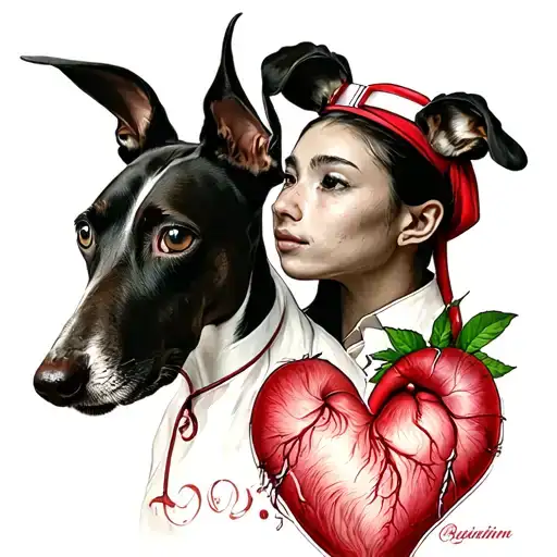 Thai Nurse With 2 Italian Greyhounds And Heart