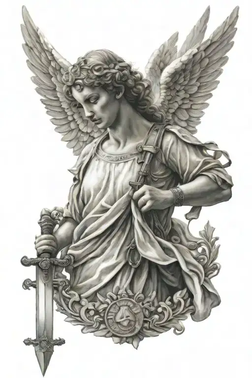 Guardian Angel Holding A Sword