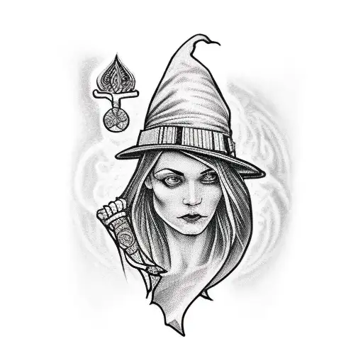 Tarot Card With A Witch On It