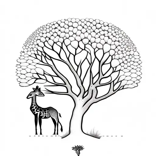 A Giraffe And An Acacia Tree