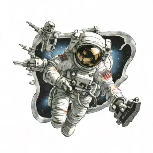 Space Astronaut Floating In Space
