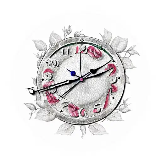 Clock With Roses And Baner