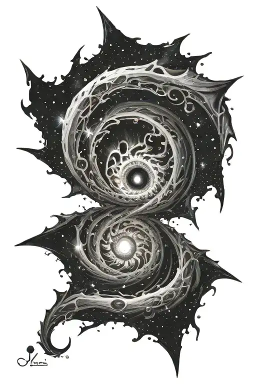 Black Hole Sucking Constilation Of Stars Forming The Shape Of A Spiral