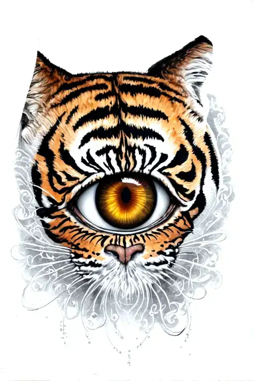 Human Eye And Tiger Eye Surrounded