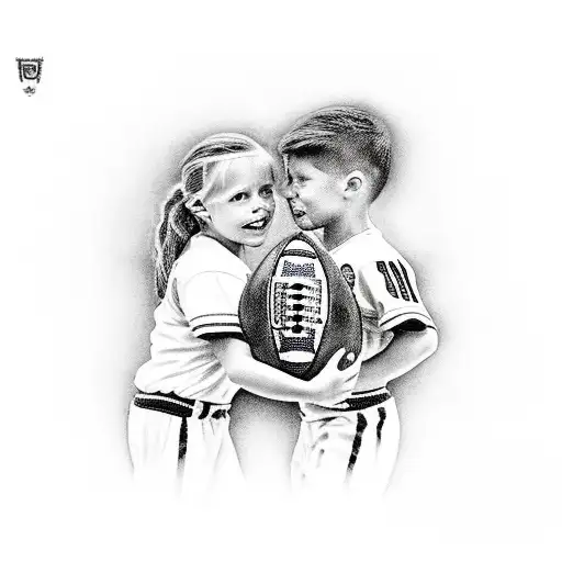 Sister And Brother Playing Football