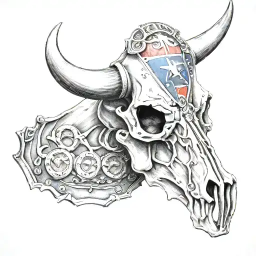 Bull Skull With Bullets And Confederate Flag