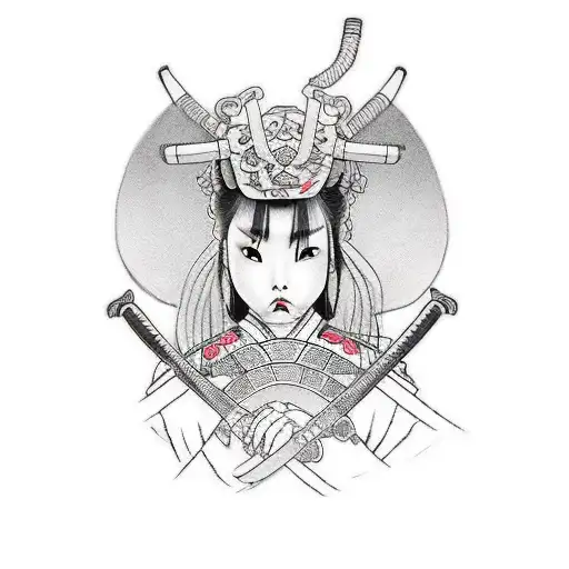 Japonese Samurai Demon Girl With Sword