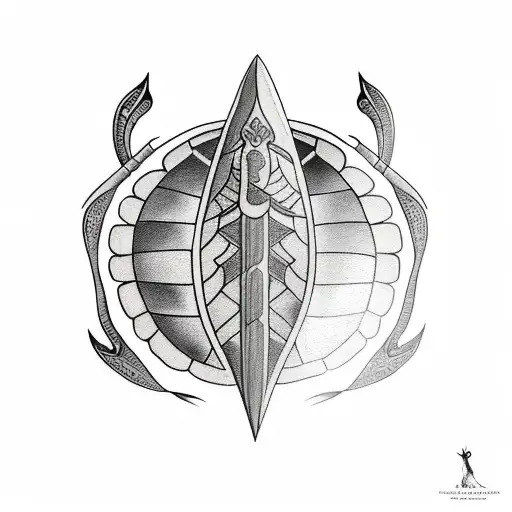 A Spear Head Design On Turtle Back