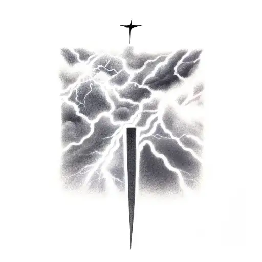 Lightning Like Veins And Cross Of Jesus With Clouds