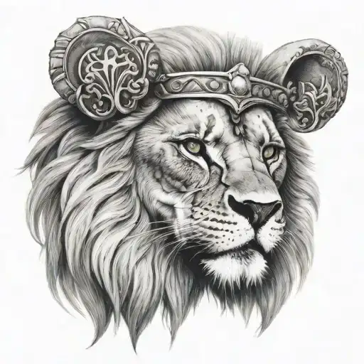 Lion Skull Crown Black And Grey
