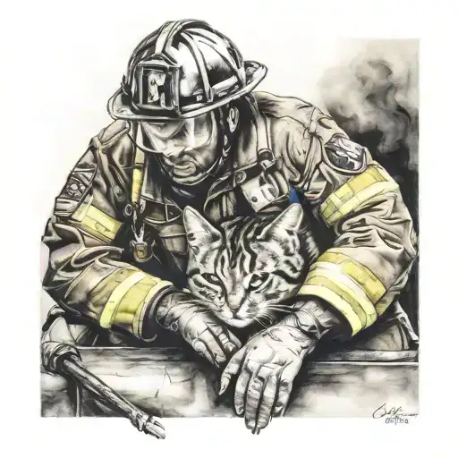Fireman Saving A Cat