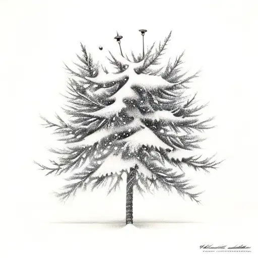 Spruce Tree With Lighting Bolt In The Middle