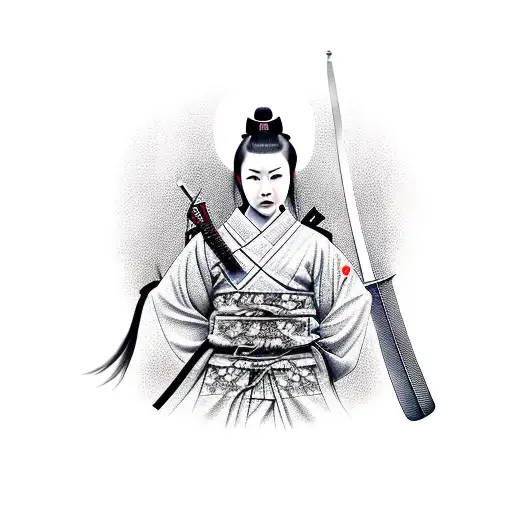 Japonese Samurai Demon Girl With Sword